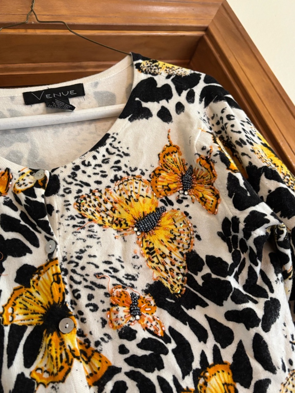 Floral Animal Print Women's cardigan. Butterfly - Picture 13 of 14